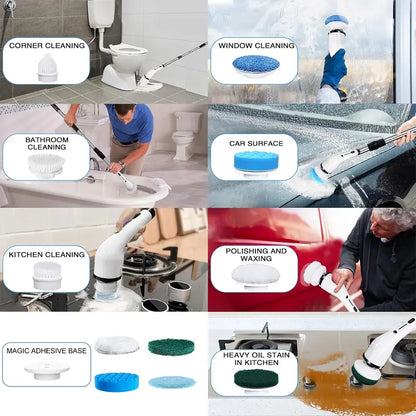 🫧🧼Electric Spin Scrubber, Cordless Shower Scrubber Full-Body IPX7 Waterproof, Electric Cleaning Brush with 4 Replaceable Brush Headsand 3 Adjustable Extension Handle