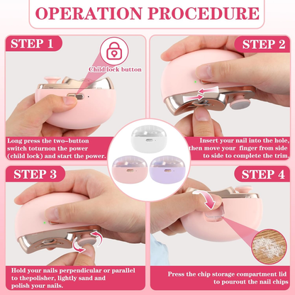 3-in-1 Electric Nail Clippers, Electric Polishing Nail Clipper with Collector