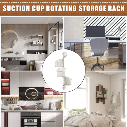 ✨️✨️Suction Cup Storage Holder - Rotating Container with Drainage, Wall Mount Box for Kitchen Accessories Bathroom Home Organization