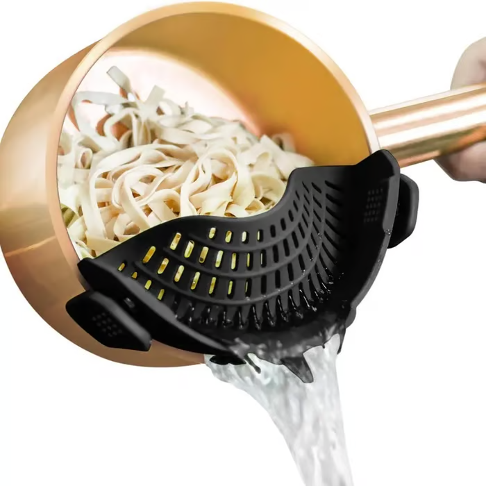 ✨️Silicone Clip-On Colander Pot Strainer for Pots Pans Bowls, Pasta Vegetable Clip-On Drainer Kitchen Strainer Tools