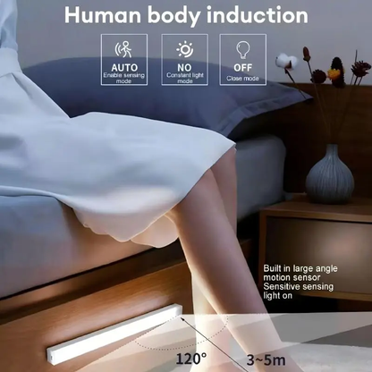 ✨️✨️Smart Human Motion Sensor LED Strip Light, Self-Adhesive Rechargeable Cabinet Wardrobe Drawer Night Light, Wall Mount Low Voltage Fixture