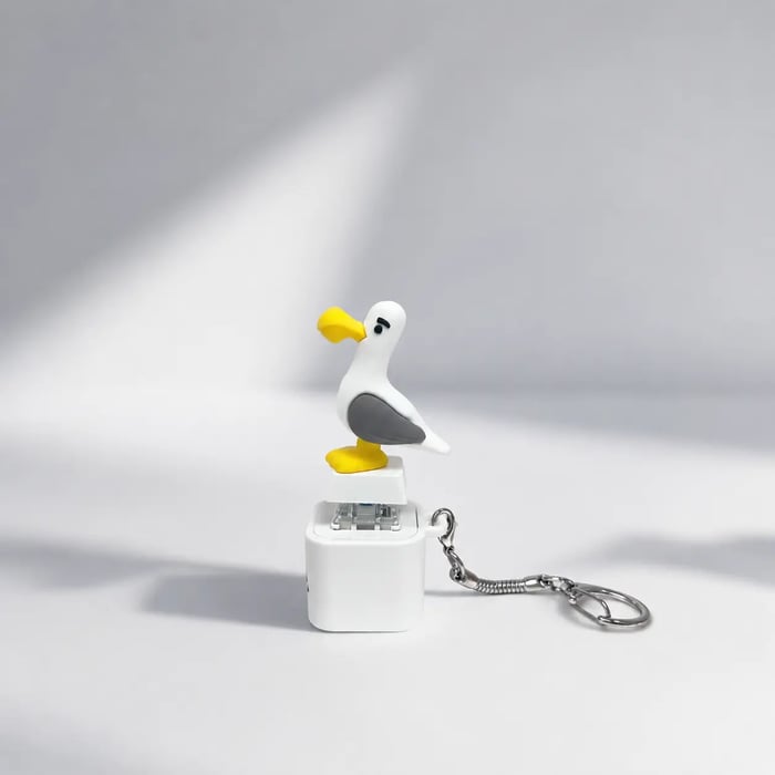🌟Seagull MINE! Button Keychain-Real Sound & LED Light