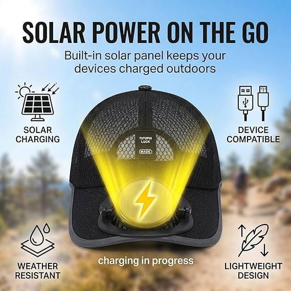 🔥🔥2026 Upgrade Solar Rechargeable Peak Cap, Men Women Cooling Sport Fan Hat USB Charging Fishing Camping Beach Hat