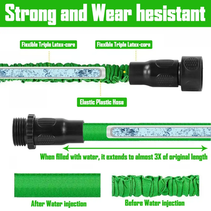 100FT Expandable Garden Hose with 10 Function Spray Nozzle, 3-Layer Latex Core(Color random)