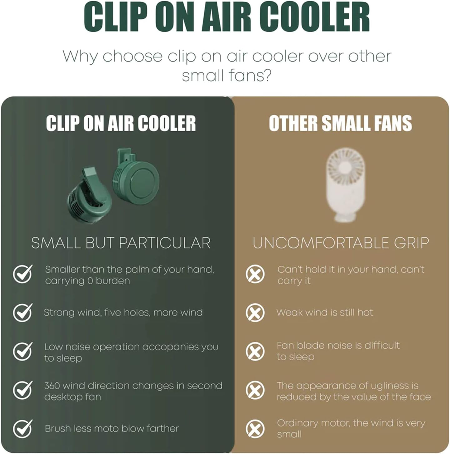 ✨️Portable Mini Waist Clip Fan, USB or Battery Personal Fan 3 Speeds Bladeless
