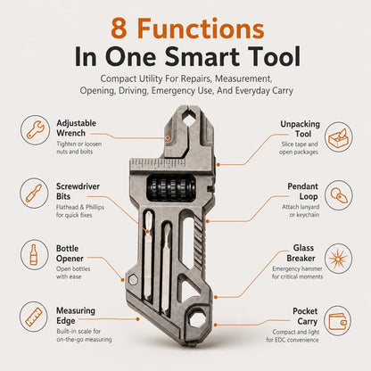 🛠️8-in-1 Titanium EDC Multi-Tool Wrench Keychain – Everyday Carry Companion for Adventure, Repair & Emergency Moments