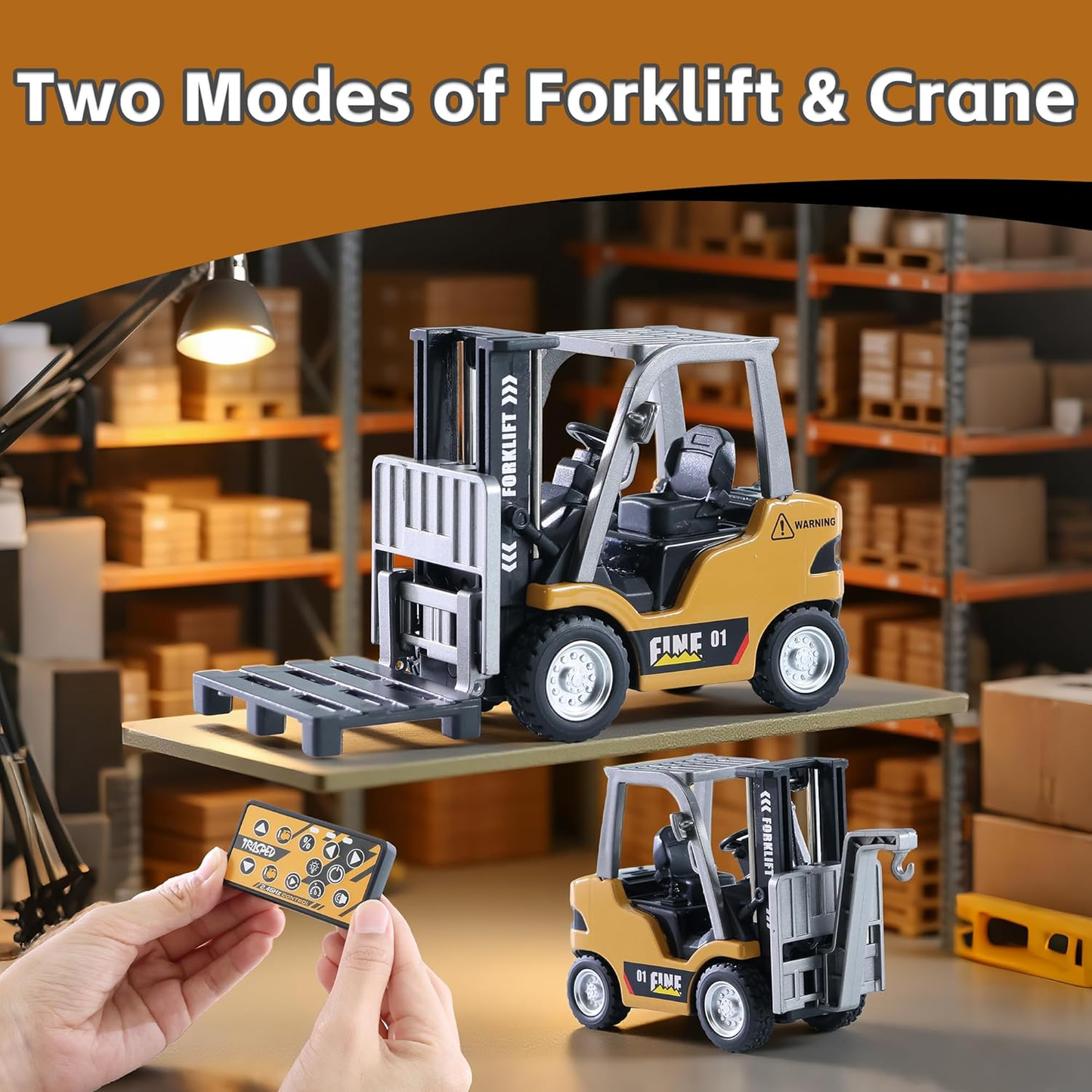 🔥1/64 Mini Rechargeable Remote Control Forklift  Truck