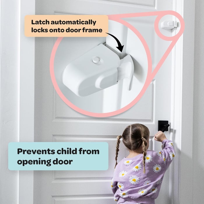 Huglock - The Adjustable Snap-On Door Lock - No Tools or Adhesives Required - Works With Door Knob, Lever or Handle