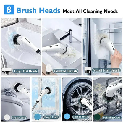 🫧🧼Electric Spin Scrubber, Cordless Shower Scrubber Full-Body IPX7 Waterproof, Electric Cleaning Brush with 4 Replaceable Brush Headsand 3 Adjustable Extension Handle