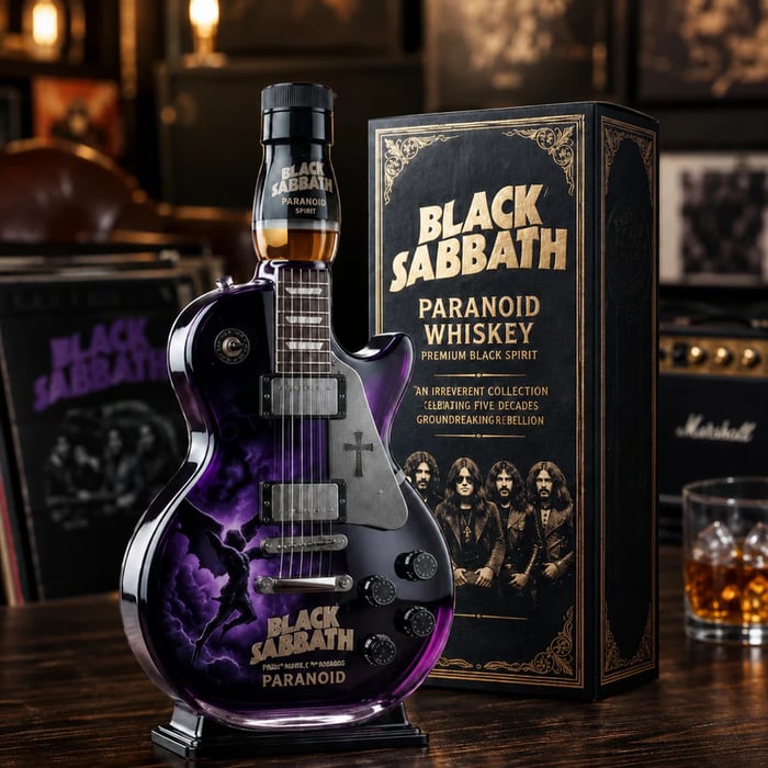 🎸Black - Sabbath Paranoid Guitar Collectible Glass Decanter🎸