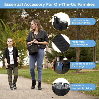 ✨️🥤4 Water Bottle Holder with Strap | Family Size 4 Compartment Drink Bag, Multiple Tumbler Carrier Caddy | Adjustable Fits Large & Small Drinks