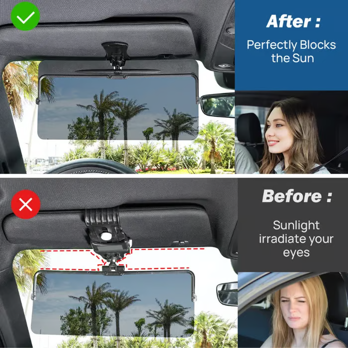 Universal Anti-Glare Polarized Car Sun Visor Extender with UV400 Protection 12.6 x 5 Lens Size Quick 5 Sec Install Safe Driving Windshield Shade