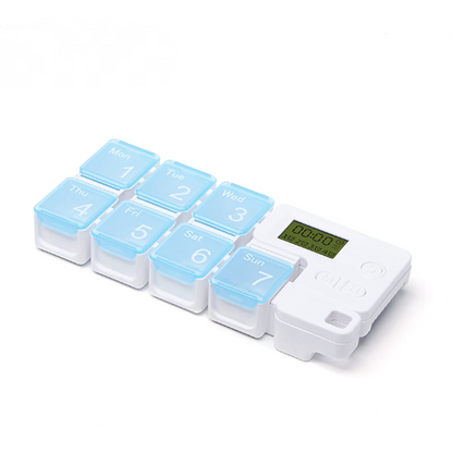 Portable Travel Vitamins Medicine Box Case-7 Days Pill Dispenser Organizer with Reminder Alarm