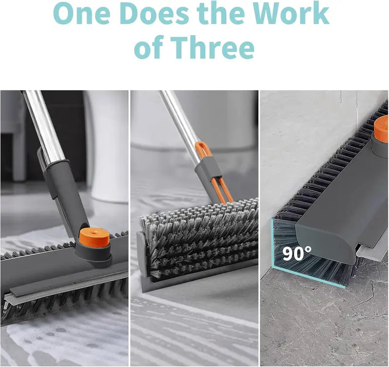 Floor Scrub Brush Bathtub Brush with Long Handle 3 in 1 Scrape and Heavy-Duty Stiff Bristle Scrubber Brush