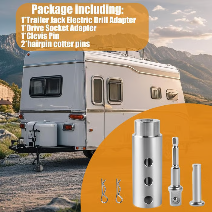 Trailer Jack Drill Adapter with Socket Bit Attachment
