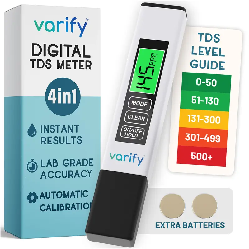 🧪VARIFY 4-in-1 TDS Meter Digital Water Tester