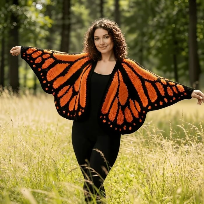 🦋Monarch Butterfly Crochet Cardigan