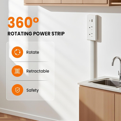 🔋✨️Electrical Outlet Extender Stick,180° Rotating Extendable Wall Outlet for Hard to Reach Places,Rotating Plug Power Hub