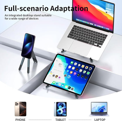 Portable Laptop Stand, Adjustable Aluminum X-Frame Computer Riser, Foldable Notebook Holder with Multi-Angle Support